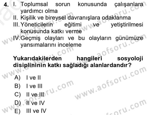 Davranış Bilimleri 1 Dersi 2018 - 2019 Yılı (Vize) Ara Sınavı 4. Soru