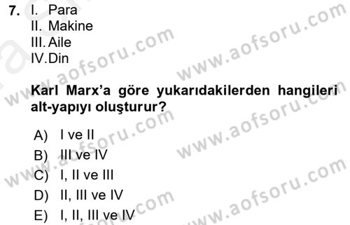 Davranış Bilimleri 1 Dersi 2018 - 2019 Yılı (Vize) Ara Sınavı 7. Soru