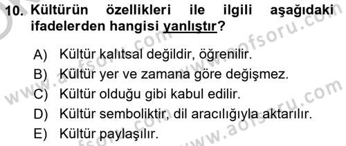 Davranış Bilimleri 1 Dersi 2018 - 2019 Yılı Yaz Okulu Sınavı 10. Soru