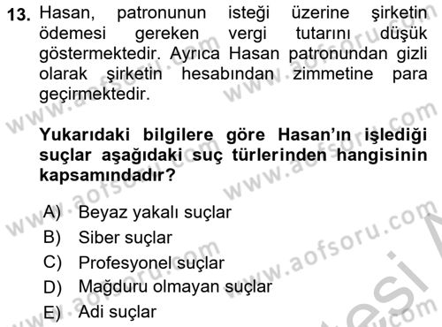 Davranış Bilimleri 1 Dersi 2018 - 2019 Yılı Yaz Okulu Sınavı 13. Soru