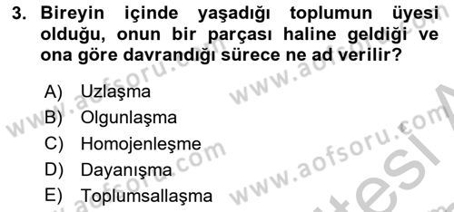 Davranış Bilimleri 1 Dersi 2018 - 2019 Yılı Yaz Okulu Sınavı 3. Soru