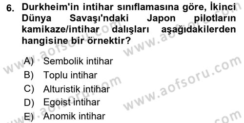 Davranış Bilimleri 1 Dersi 2018 - 2019 Yılı Yaz Okulu Sınavı 6. Soru