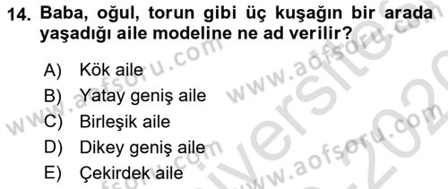 Davranış Bilimleri 1 Dersi 2019 - 2020 Yılı (Vize) Ara Sınavı 14. Soru