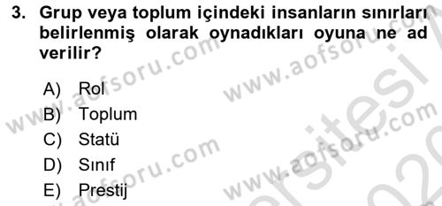 Davranış Bilimleri 1 Dersi 2019 - 2020 Yılı (Vize) Ara Sınavı 3. Soru