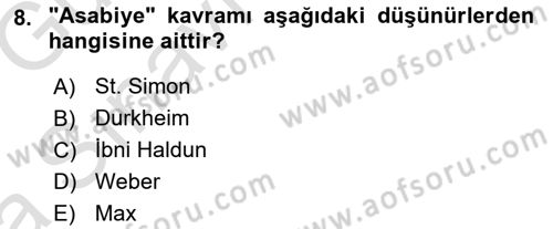 Davranış Bilimleri 1 Dersi 2019 - 2020 Yılı (Vize) Ara Sınavı 8. Soru