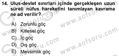 Davranış Bilimleri 1 Dersi 2019 - 2020 Yılı (Final) Dönem Sonu Sınavı 14. Soru