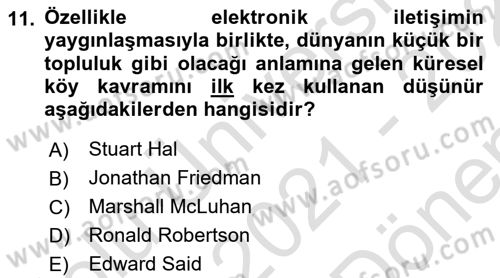 Davranış Bilimleri 1 Dersi 2021 - 2022 Yılı (Final) Dönem Sonu Sınav Soruları 11. Soru