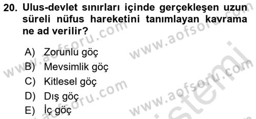 Davranış Bilimleri 1 Dersi 2021 - 2022 Yılı Yaz Okulu Sınavı 20. Soru