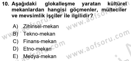 Davranış Bilimleri 1 Dersi 2023 - 2024 Yılı (Final) Dönem Sonu Sınavı 10. Soru