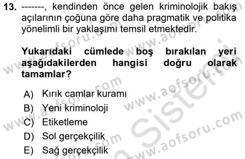 Davranış Bilimleri 1 Dersi 2023 - 2024 Yılı (Final) Dönem Sonu Sınavı 13. Soru