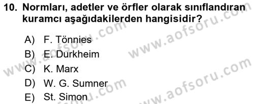 Davranış Bilimleri 1 Dersi 2023 - 2024 Yılı Yaz Okulu Sınavı 10. Soru