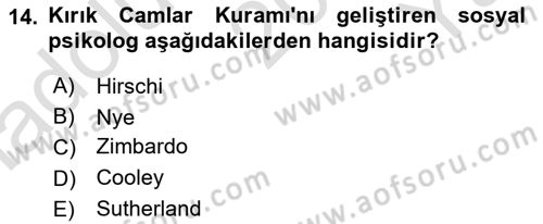 Davranış Bilimleri 1 Dersi 2023 - 2024 Yılı Yaz Okulu Sınavı 14. Soru