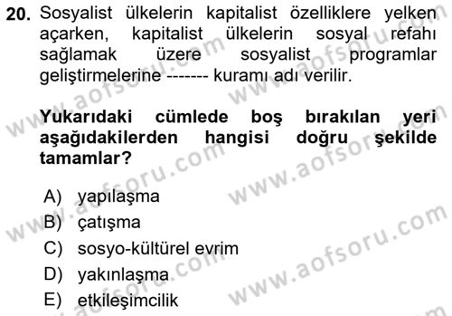 Davranış Bilimleri 1 Dersi 2023 - 2024 Yılı Yaz Okulu Sınavı 20. Soru