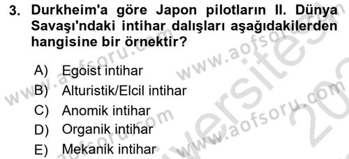 Davranış Bilimleri 1 Dersi 2023 - 2024 Yılı Yaz Okulu Sınavı 3. Soru