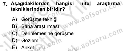 Davranış Bilimleri 1 Dersi 2023 - 2024 Yılı Yaz Okulu Sınavı 7. Soru