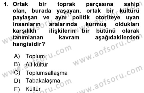 Davranış Bilimleri 1 Dersi 2024 - 2025 Yılı (Vize) Ara Sınavı 1. Soru