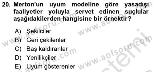 Davranış Bilimleri 1 Dersi 2024 - 2025 Yılı Yaz Okulu Sınav Soruları 20. Soru
