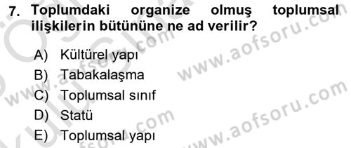 Davranış Bilimleri 1 Dersi 2024 - 2025 Yılı Yaz Okulu Sınav Soruları 7. Soru