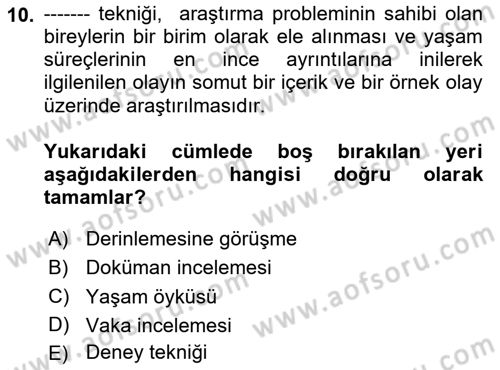 Davranış Bilimleri 1 Dersi 2025 - 2026 Yılı (Vize) Ara Sınav Soruları 10. Soru