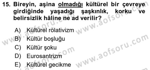 Davranış Bilimleri 1 Dersi 2025 - 2026 Yılı (Vize) Ara Sınav Soruları 15. Soru
