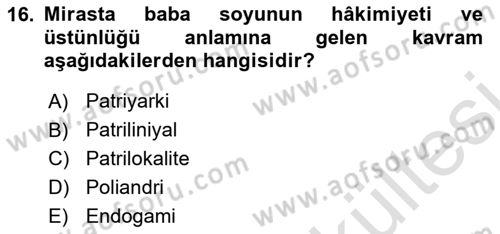 Davranış Bilimleri 1 Dersi 2025 - 2026 Yılı (Vize) Ara Sınav Soruları 16. Soru