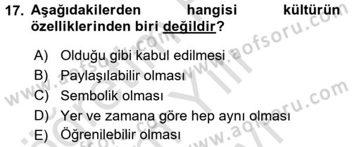 Davranış Bilimleri 1 Dersi 2025 - 2026 Yılı (Vize) Ara Sınav Soruları 17. Soru