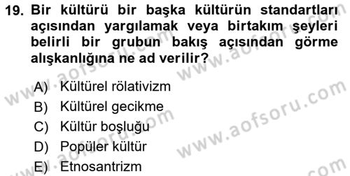 Davranış Bilimleri 1 Dersi 2025 - 2026 Yılı (Vize) Ara Sınav Soruları 19. Soru