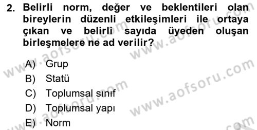 Davranış Bilimleri 1 Dersi 2025 - 2026 Yılı (Vize) Ara Sınav Soruları 2. Soru