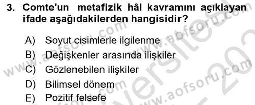 Davranış Bilimleri 1 Dersi 2025 - 2026 Yılı (Vize) Ara Sınav Soruları 3. Soru
