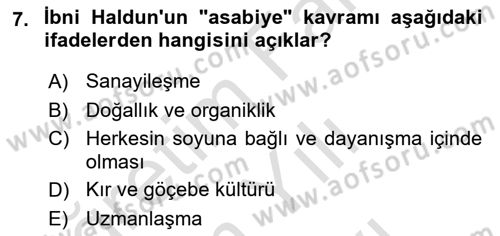 Davranış Bilimleri 1 Dersi 2025 - 2026 Yılı (Vize) Ara Sınav Soruları 7. Soru