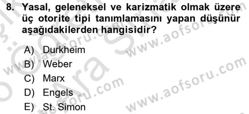 Davranış Bilimleri 1 Dersi 2025 - 2026 Yılı (Vize) Ara Sınav Soruları 8. Soru