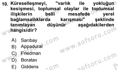 Davranış Bilimleri 1 Dersi 2025 - 2026 Yılı (Final) Dönem Sonu Sınav Soruları 10. Soru