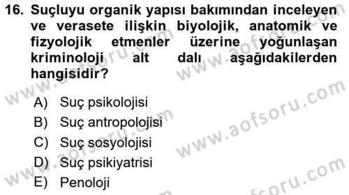 Davranış Bilimleri 1 Dersi 2025 - 2026 Yılı (Final) Dönem Sonu Sınav Soruları 16. Soru