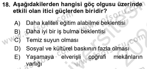 Davranış Bilimleri 1 Dersi 2025 - 2026 Yılı (Final) Dönem Sonu Sınav Soruları 18. Soru