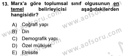Davranış Bilimleri 1 Dersi 2025 - 2026 Yılı Yaz Okulu Sınav Soruları 13. Soru