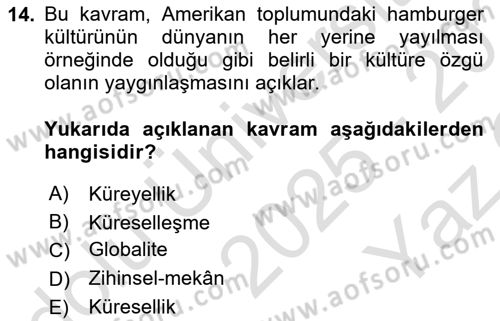 Davranış Bilimleri 1 Dersi 2025 - 2026 Yılı Yaz Okulu Sınav Soruları 14. Soru