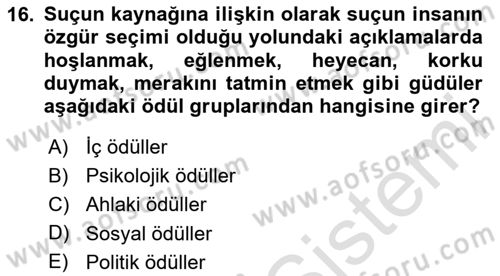 Davranış Bilimleri 1 Dersi 2025 - 2026 Yılı Yaz Okulu Sınav Soruları 16. Soru