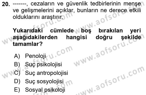 Davranış Bilimleri 1 Dersi 2025 - 2026 Yılı Yaz Okulu Sınav Soruları 20. Soru