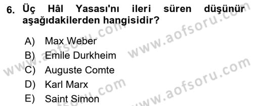 Davranış Bilimleri 1 Dersi 2025 - 2026 Yılı Yaz Okulu Sınav Soruları 6. Soru