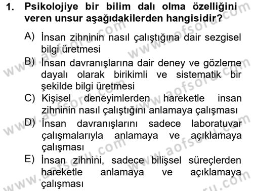 Davranış Bilimleri 2 Dersi 2012 - 2013 Yılı (Vize) Ara Sınav Soruları 1. Soru