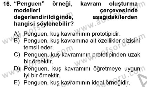Davranış Bilimleri 2 Dersi 2012 - 2013 Yılı (Vize) Ara Sınav Soruları 16. Soru
