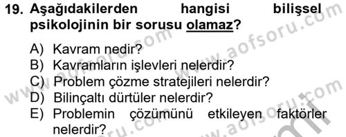 Davranış Bilimleri 2 Dersi 2012 - 2013 Yılı (Vize) Ara Sınav Soruları 19. Soru
