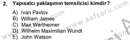 Davranış Bilimleri 2 Dersi 2012 - 2013 Yılı (Vize) Ara Sınav Soruları 2. Soru
