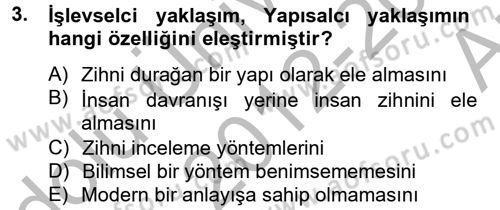 Davranış Bilimleri 2 Dersi 2012 - 2013 Yılı (Vize) Ara Sınav Soruları 3. Soru