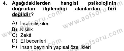 Davranış Bilimleri 2 Dersi 2012 - 2013 Yılı (Vize) Ara Sınav Soruları 4. Soru