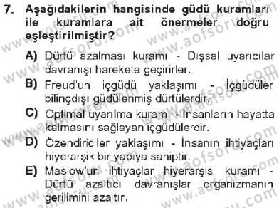 Davranış Bilimleri 2 Dersi 2012 - 2013 Yılı Tek Ders Sınav Soruları 7. Soru