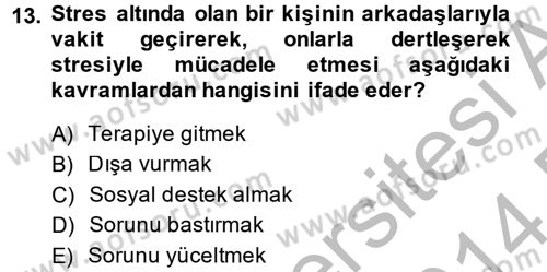 Davranış Bilimleri 2 Dersi 2013 - 2014 Yılı (Final) Dönem Sonu Sınav Soruları 13. Soru