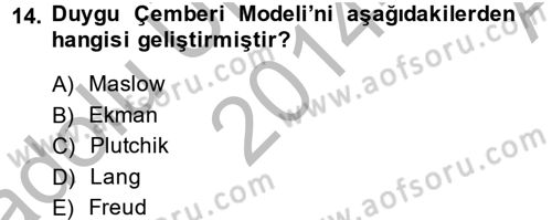 Davranış Bilimleri 2 Dersi 2014 - 2015 Yılı (Vize) Ara Sınav Soruları 14. Soru