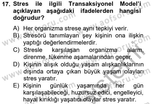 Davranış Bilimleri 2 Dersi 2014 - 2015 Yılı (Final) Dönem Sonu Sınavı 17. Soru