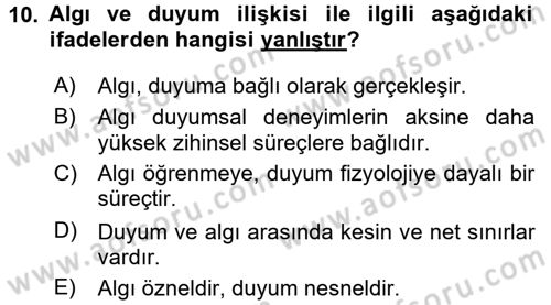Davranış Bilimleri 2 Dersi 2015 - 2016 Yılı (Vize) Ara Sınav Soruları 10. Soru
